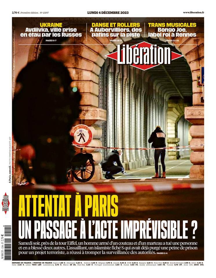 Libération - Front Page - 04/12/2023
