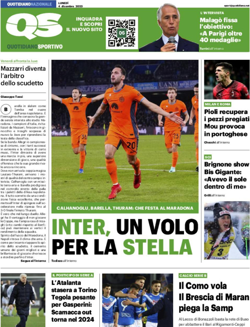 QS Quotidiano Sportivo - Front Page - 04/12/2023