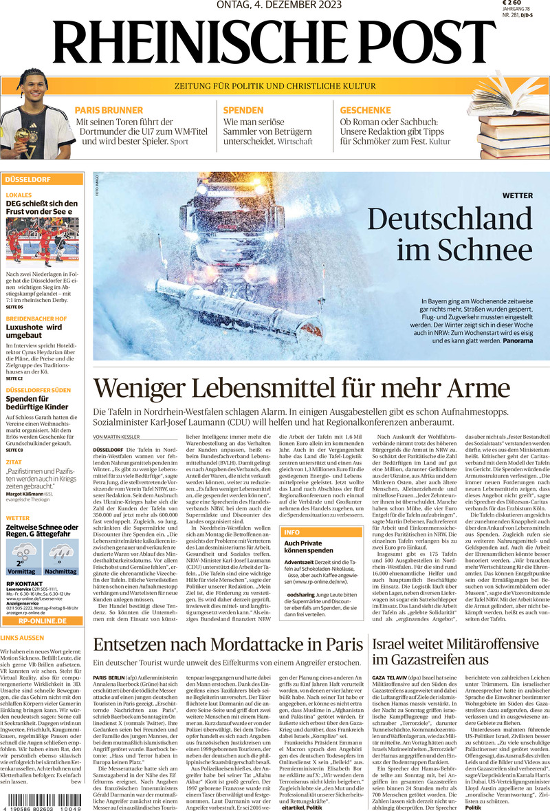Rheinische Post - Front Page - 04/12/2023