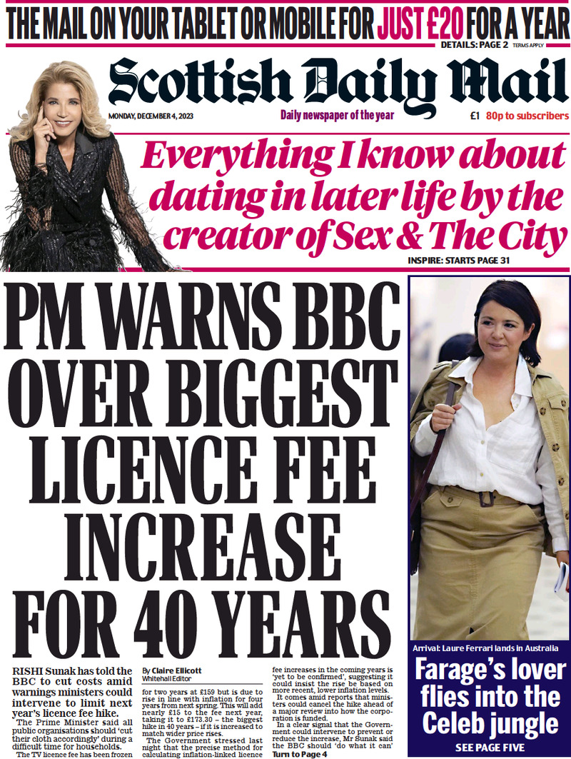 Scottish Daily Mail - Front Page - 04/12/2023