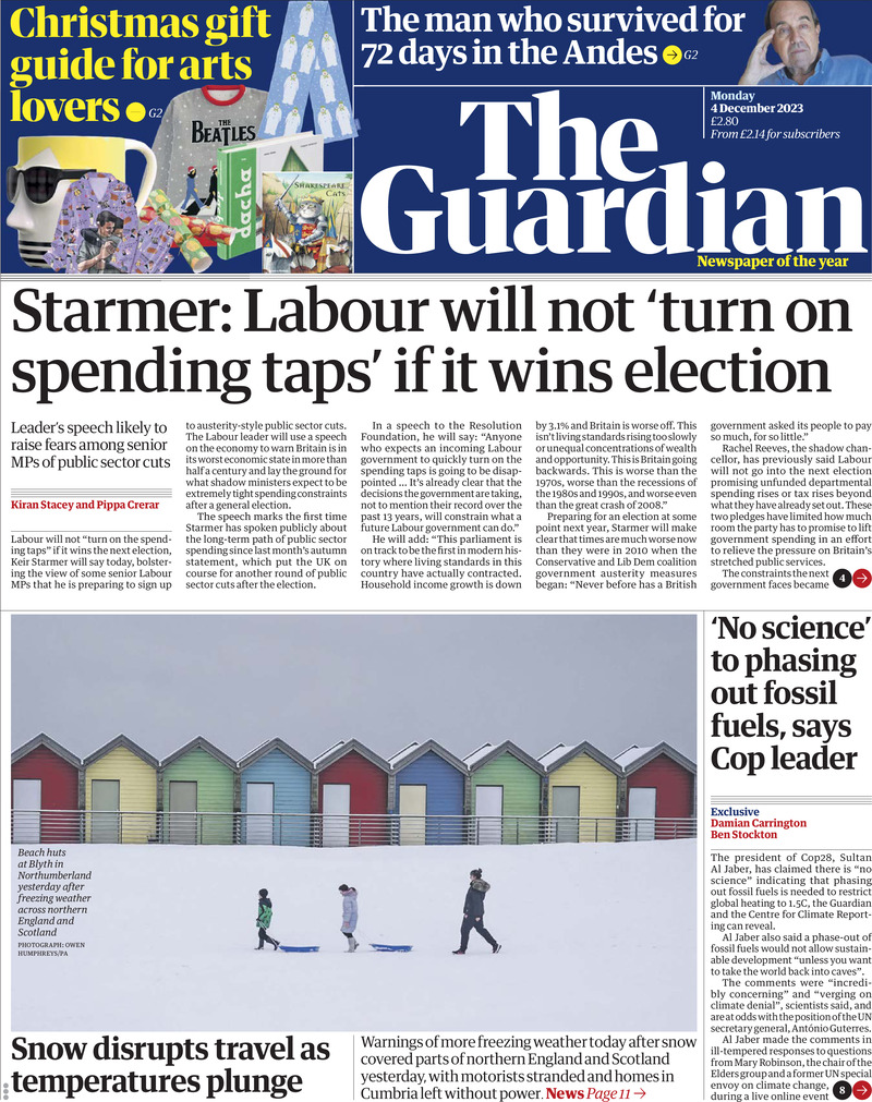 The Guardian - Front Page - 04/12/2023