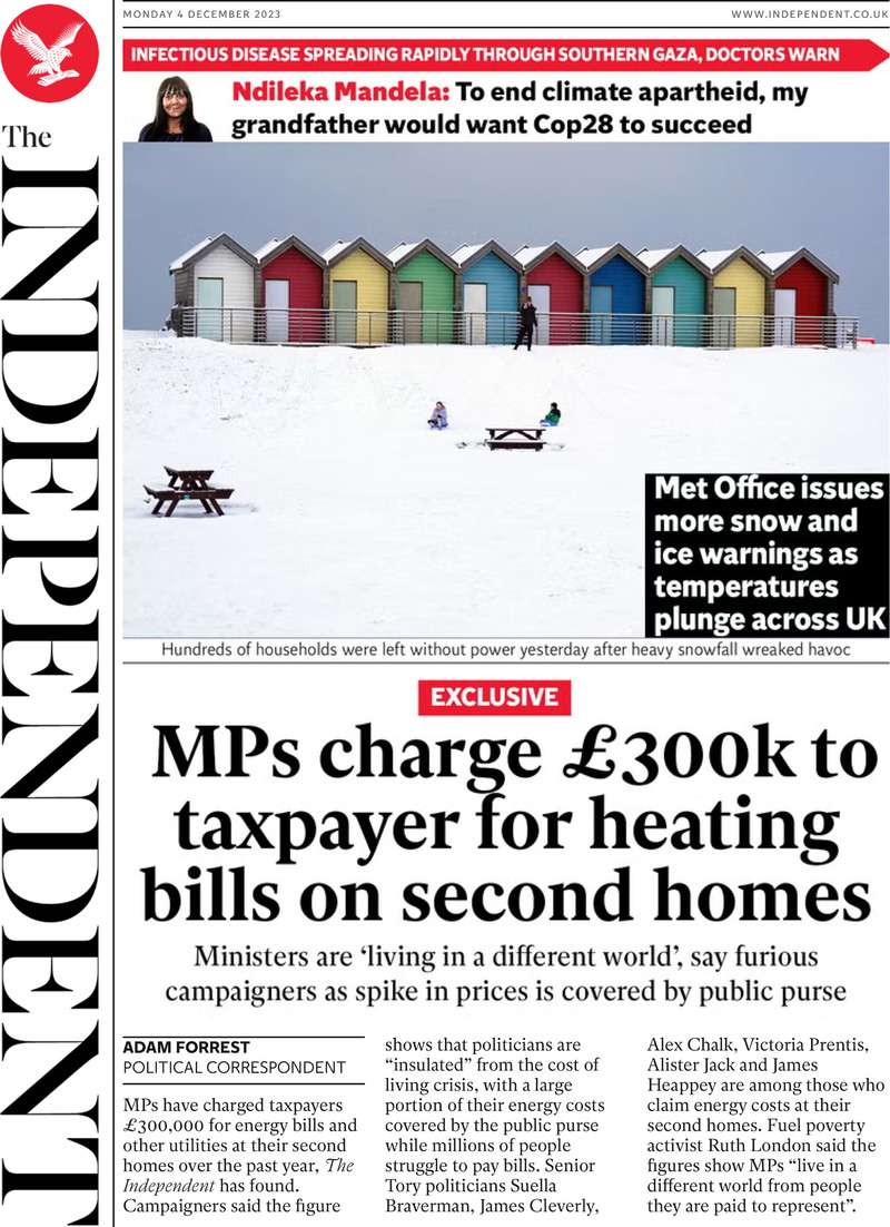 The Independent - Front Page - 04/12/2023