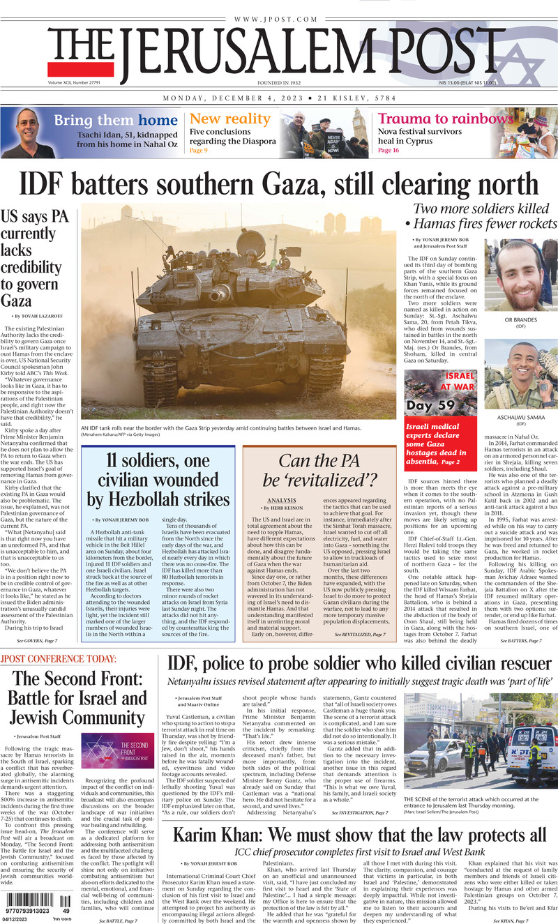 The Jerusalem Post - Front Page - 04/12/2023