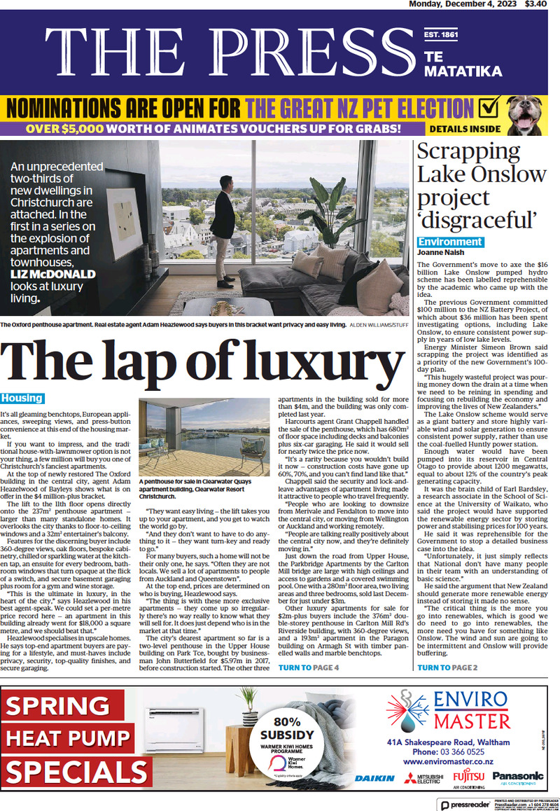 The Press (NZ) - Front Page - 04/12/2023