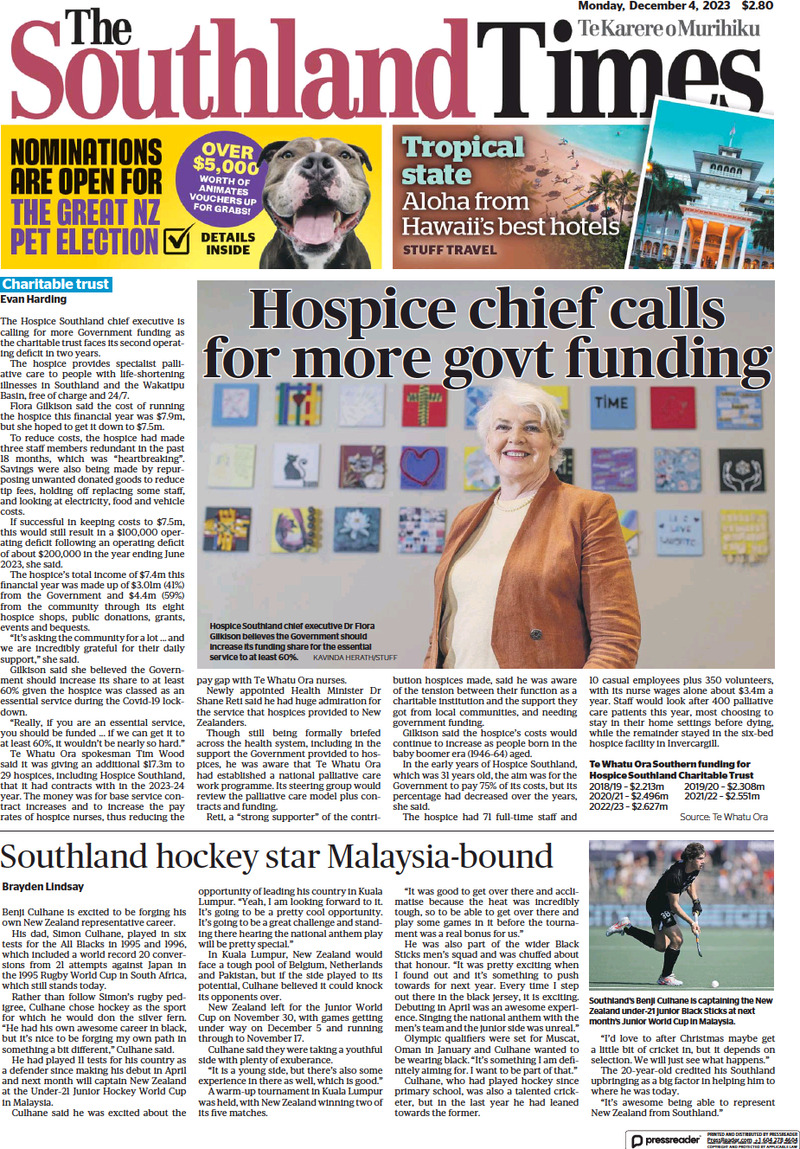 The Southland Times - Front Page - 04/12/2023