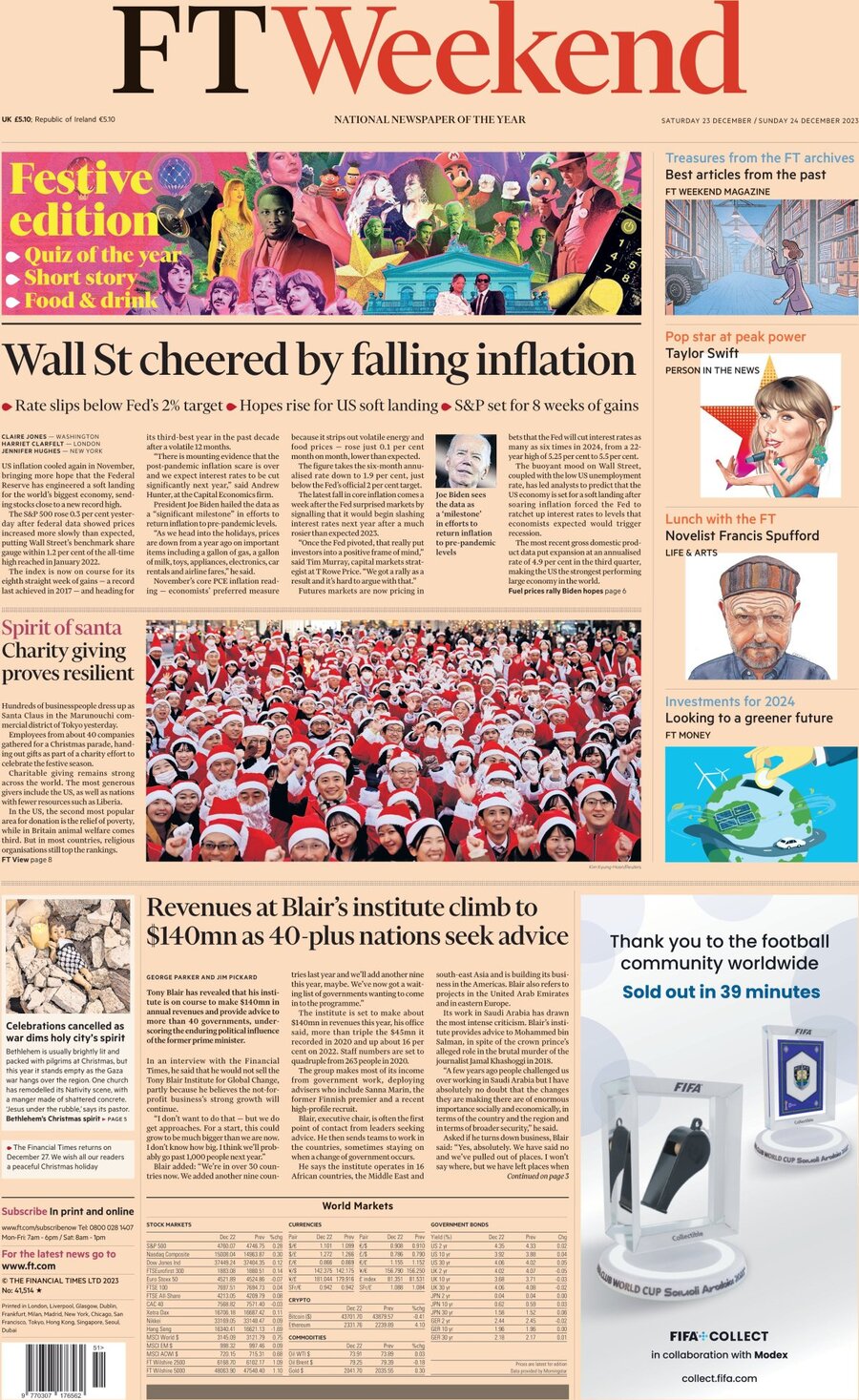 Financial Times - Front Page - 23/12/2023
