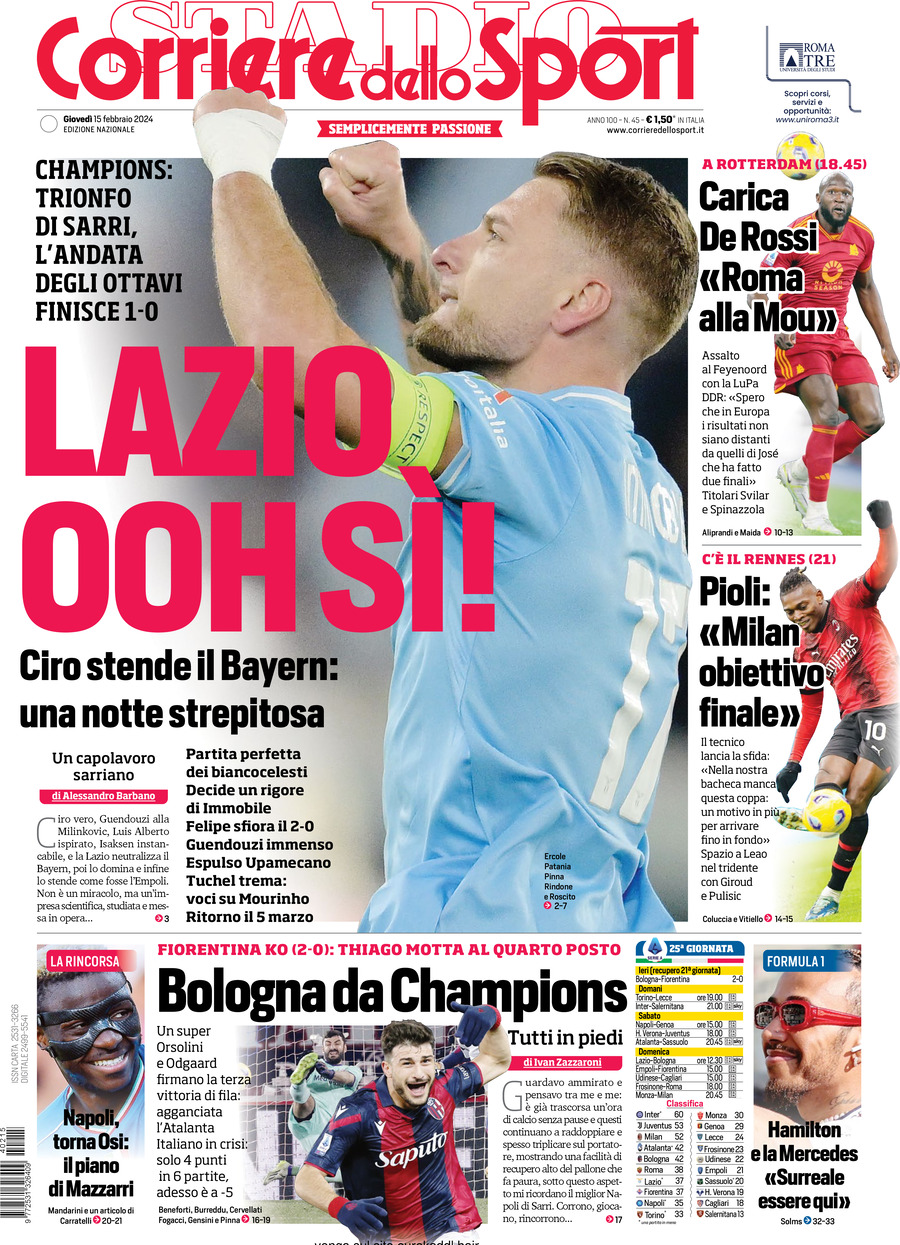 Corriere dello Sport - Front Page - 15/02/2024