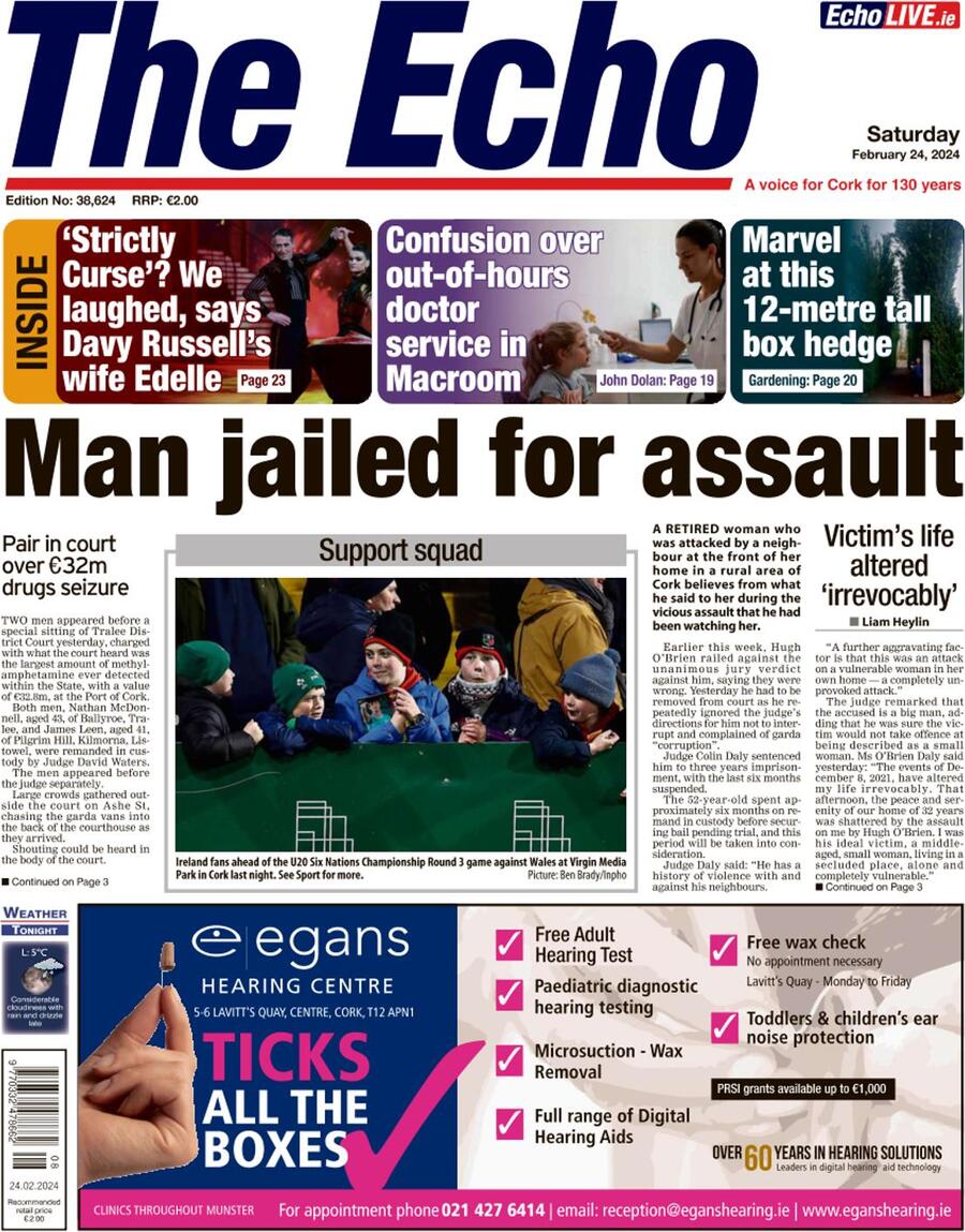 The Echo (Cork) Today's Cover Front Pages