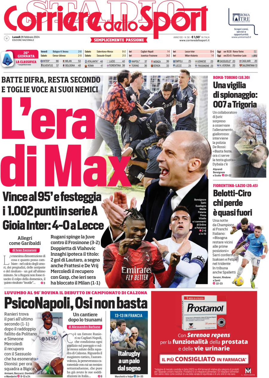 Corriere dello Sport - Front Page - 26/02/2024
