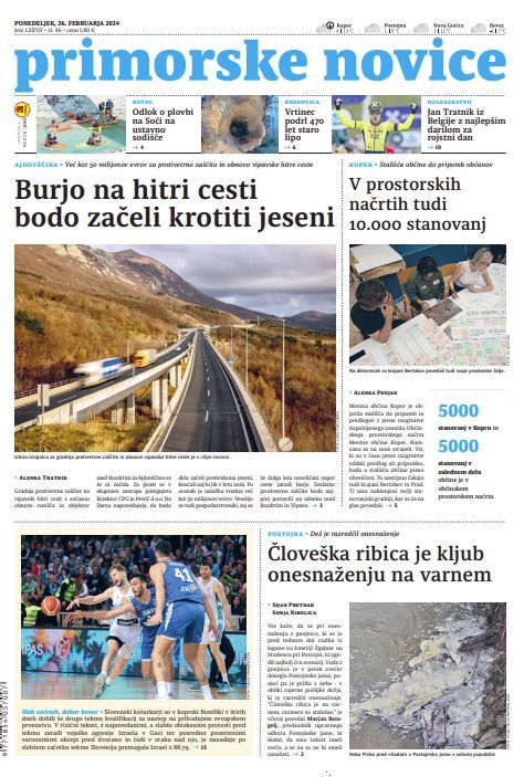 Primorske Novice - Front Page - 26/02/2024