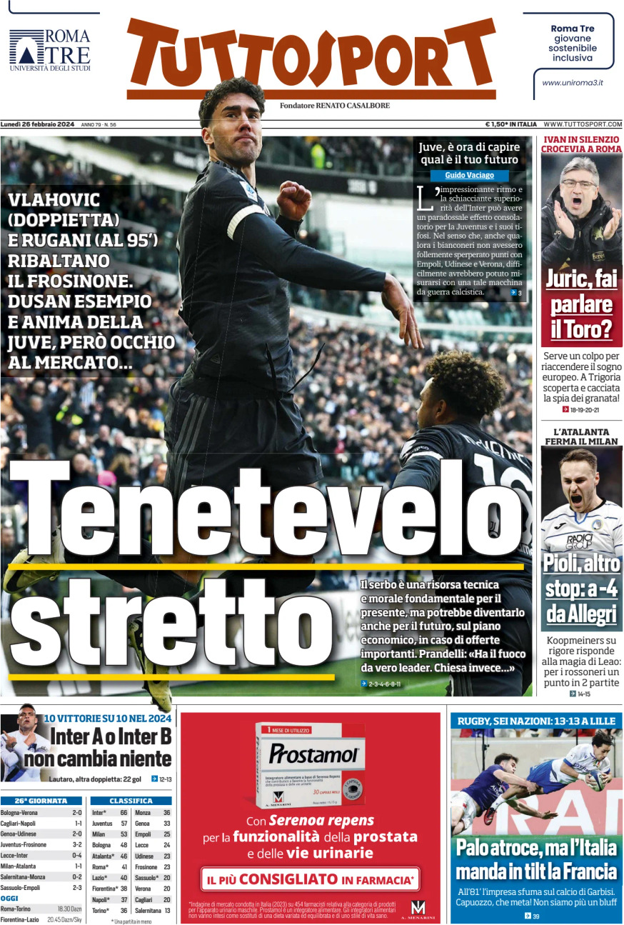 Tuttosport - Front Page - 26/02/2024