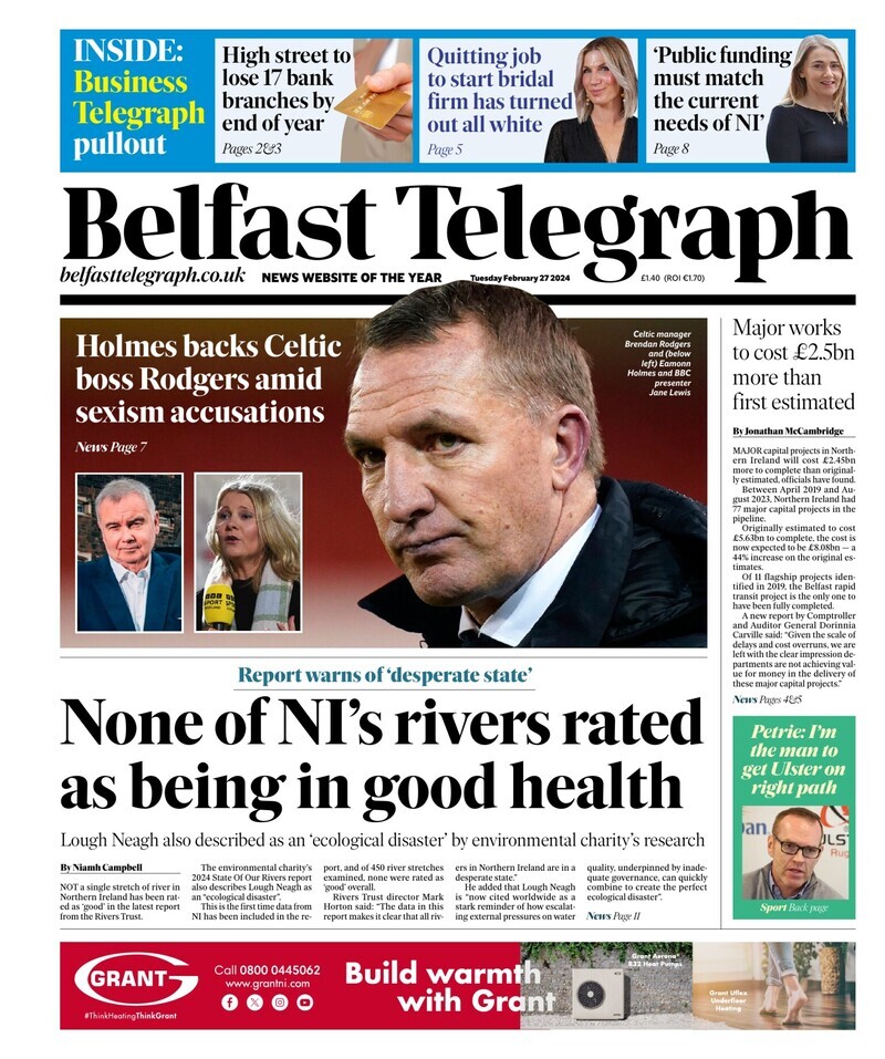 Belfast Telegraph - Front Page - 27/02/2024