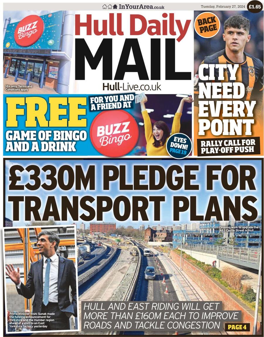 Hull Daily Mail - Front Page - 27/02/2024