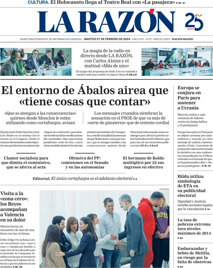 La Razón - Front Page - 27/02/2024