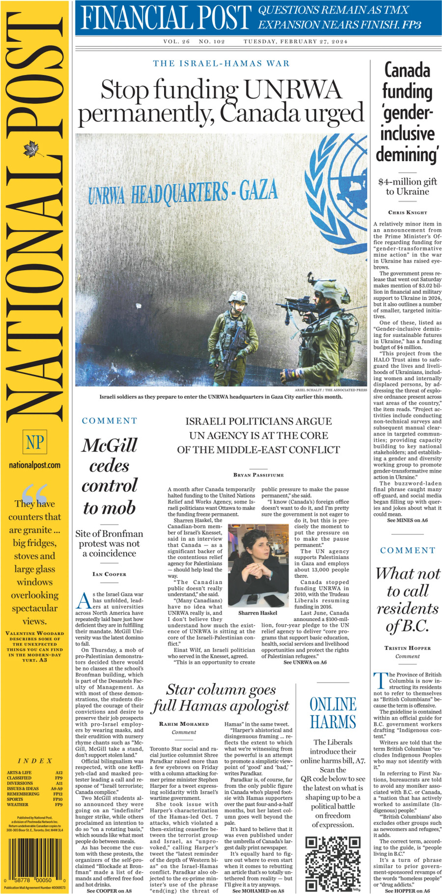 National Post - Front Page - 27/02/2024