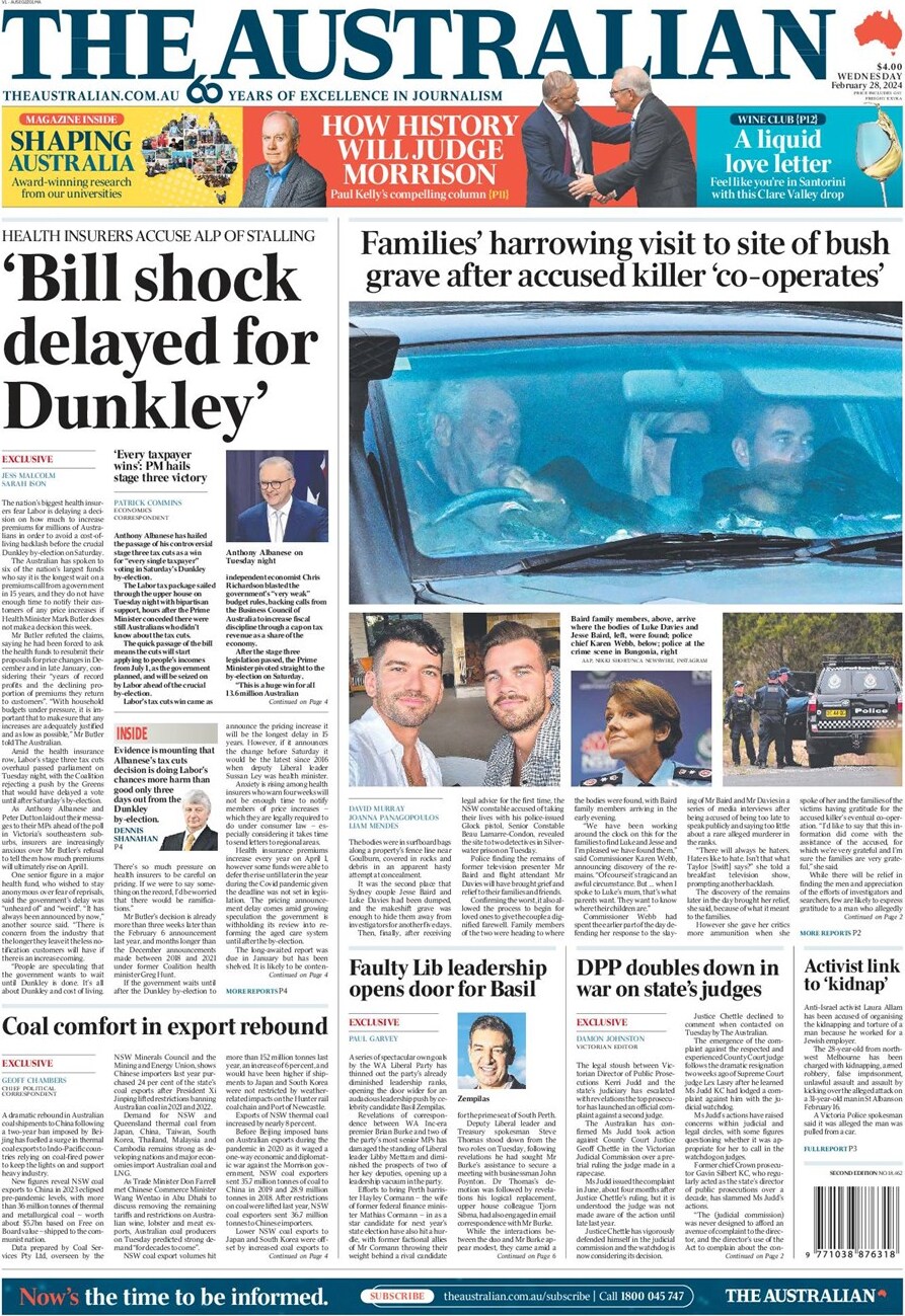 The Australian - Front Page - 28/02/2024