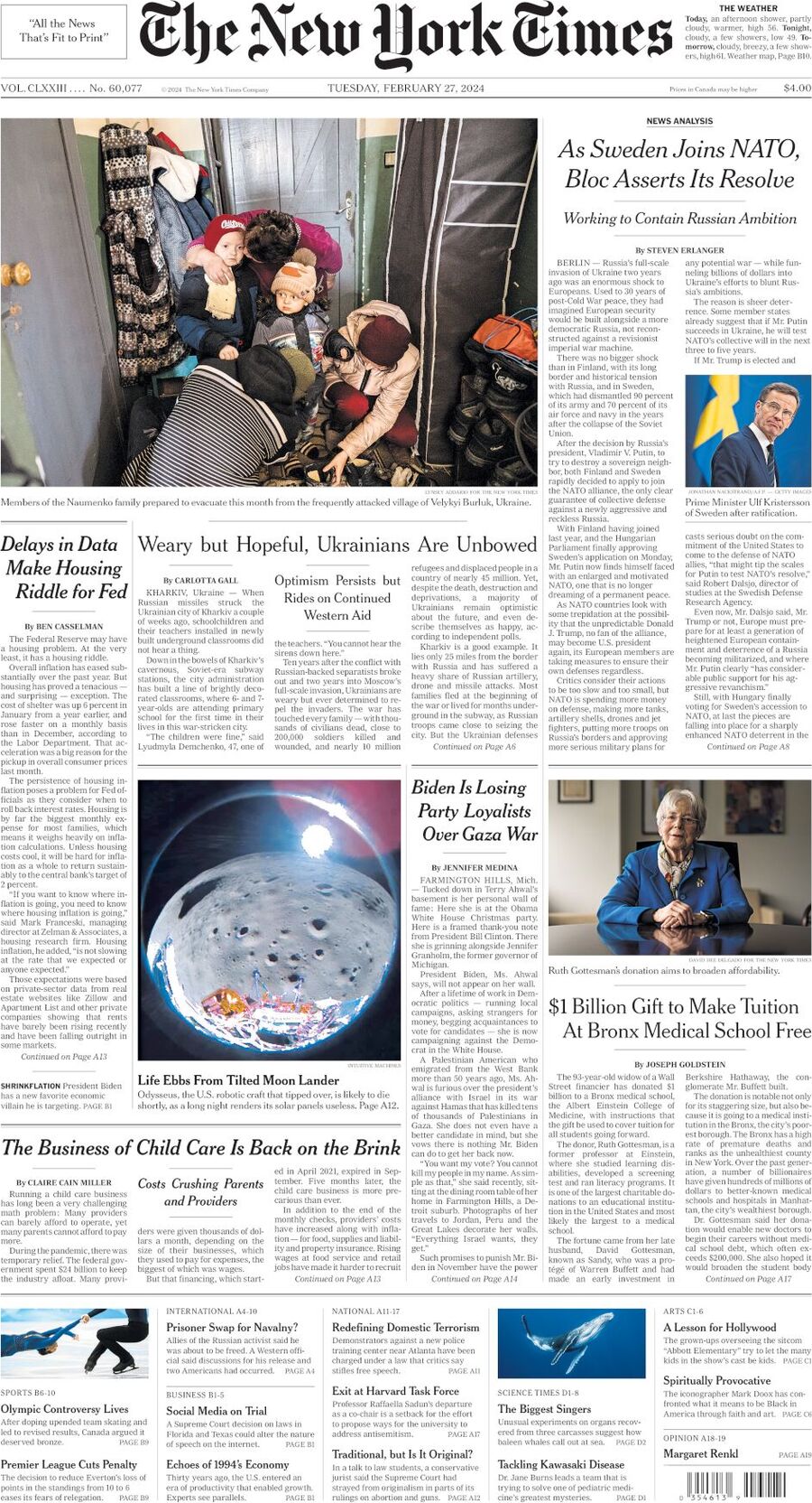 The New York Times - Cover - 27/02/2024