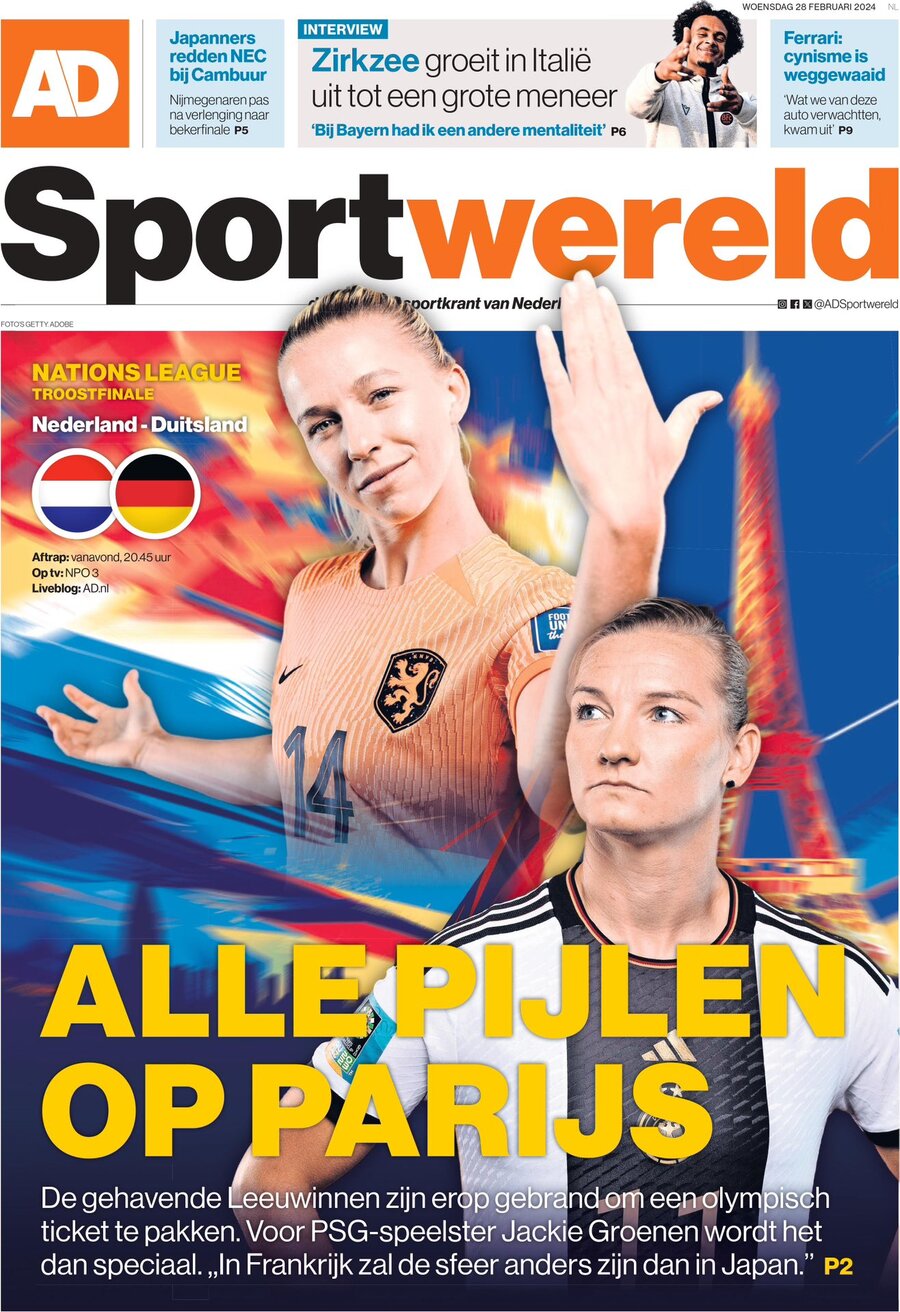 AD Sportwereld - Front Page - 28/02/2024