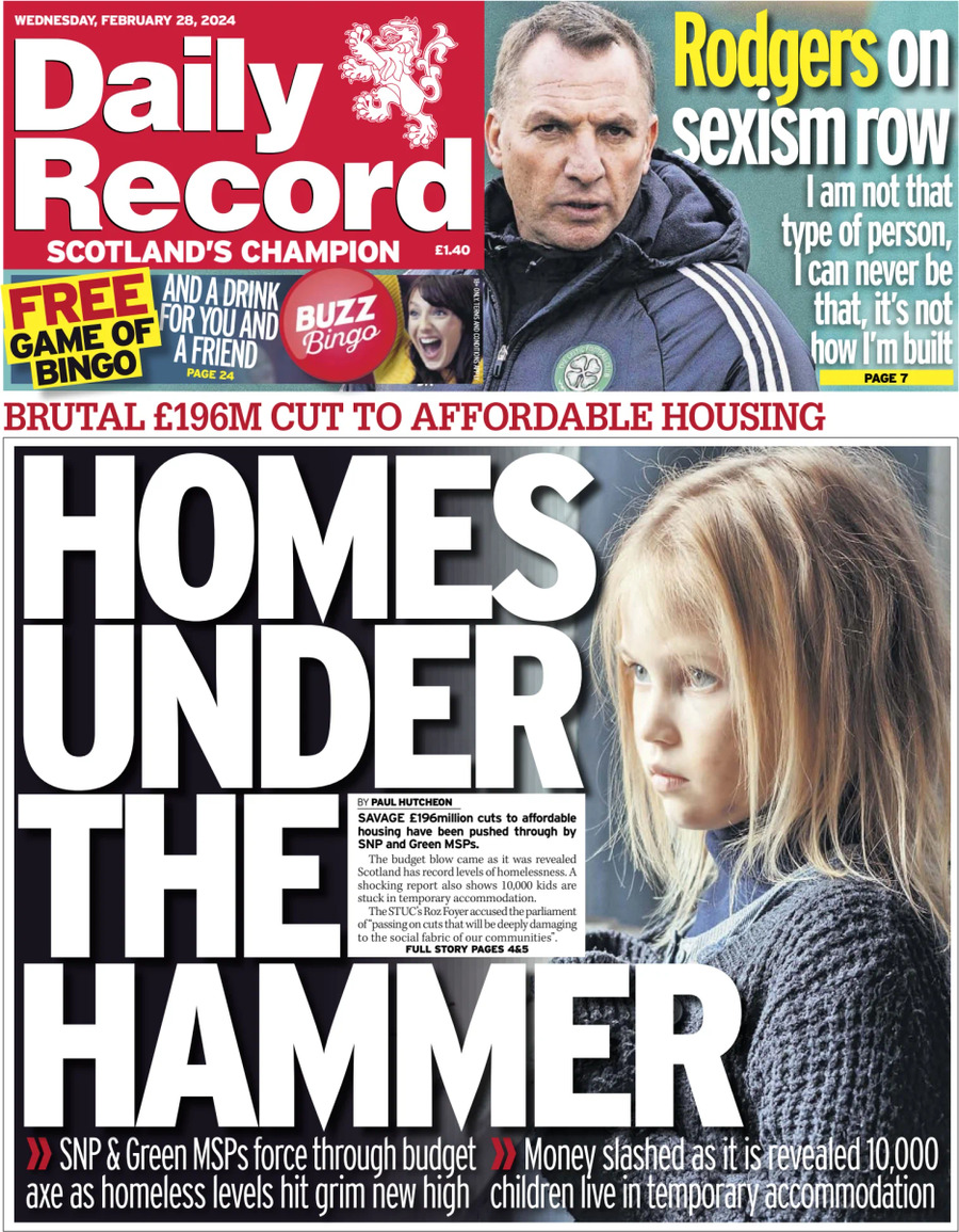 Daily Record - Front Page - 28/02/2024