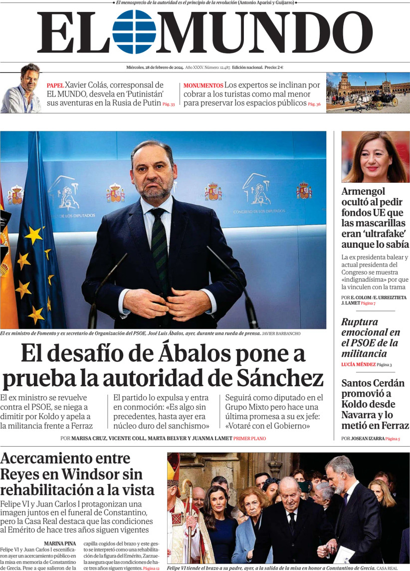 El Mundo - Front Page - 28/02/2024