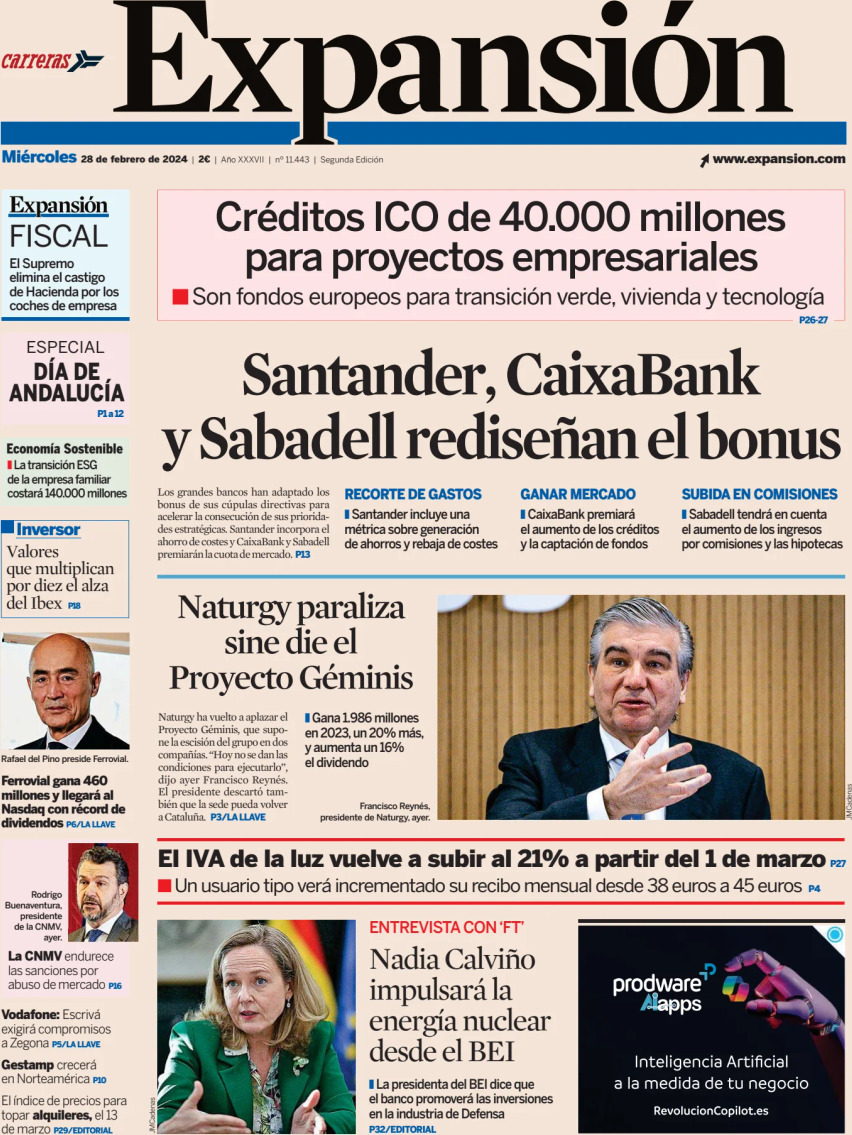 Expansión - Front Page - 28/02/2024