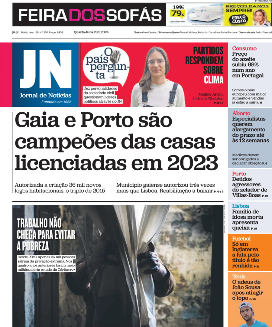 Jornal de Notícias - Front Page - 28/02/2024