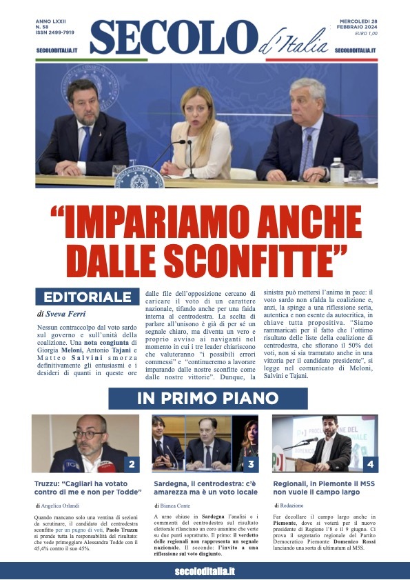 Secolo d'Italia - Front Page - 28/02/2024
