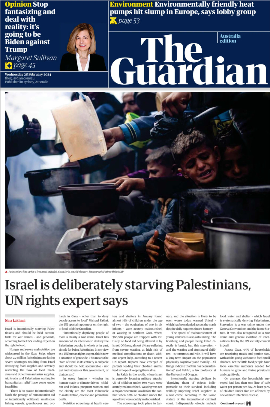 The Guardian Australia - Front Page - 28/02/2024