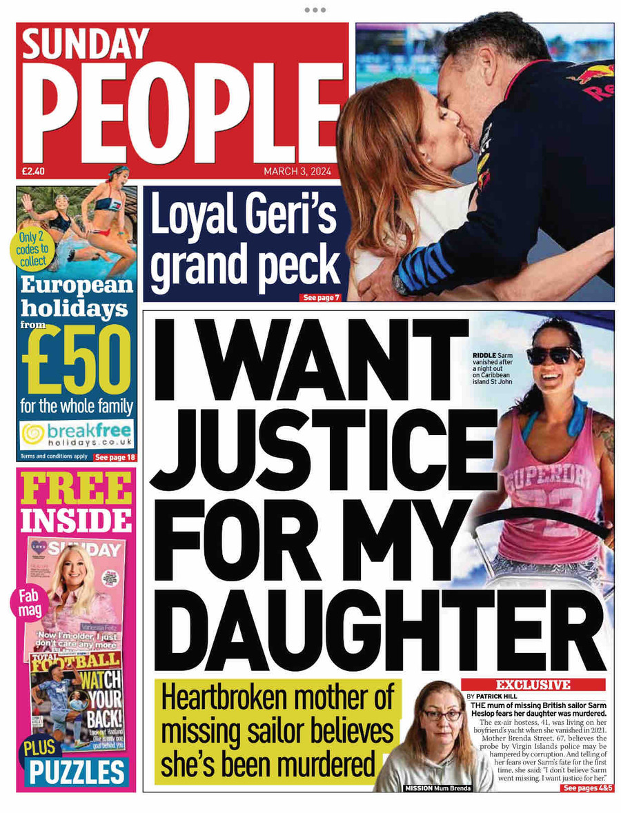 Sunday People Today's Cover Front Pages