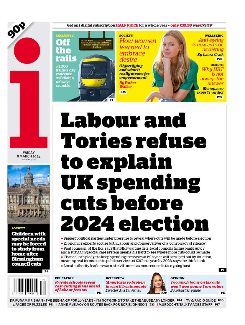 The i Newspaper - Front Page - 08/03/2024