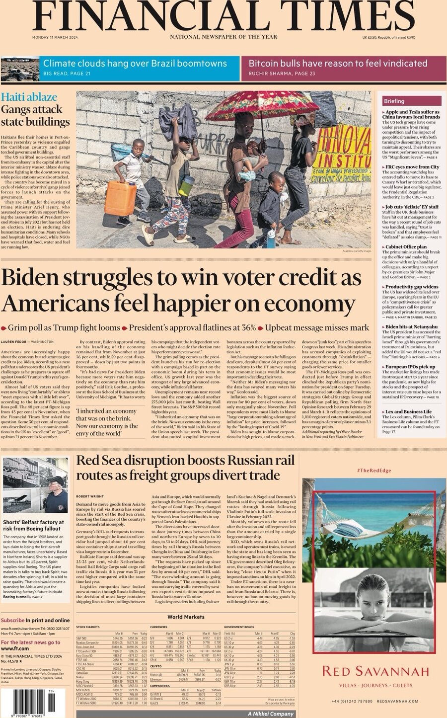 Financial Times - Front Page - 11/03/2024