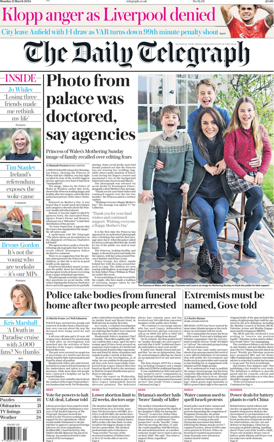 The Daily Telegraph - Front Page - 11/03/2024