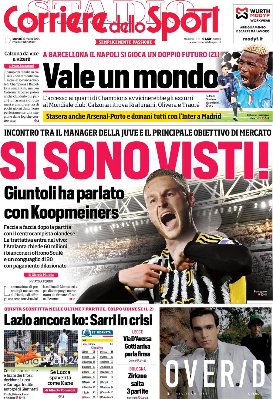 Corriere dello Sport - Front Page - 12/03/2024