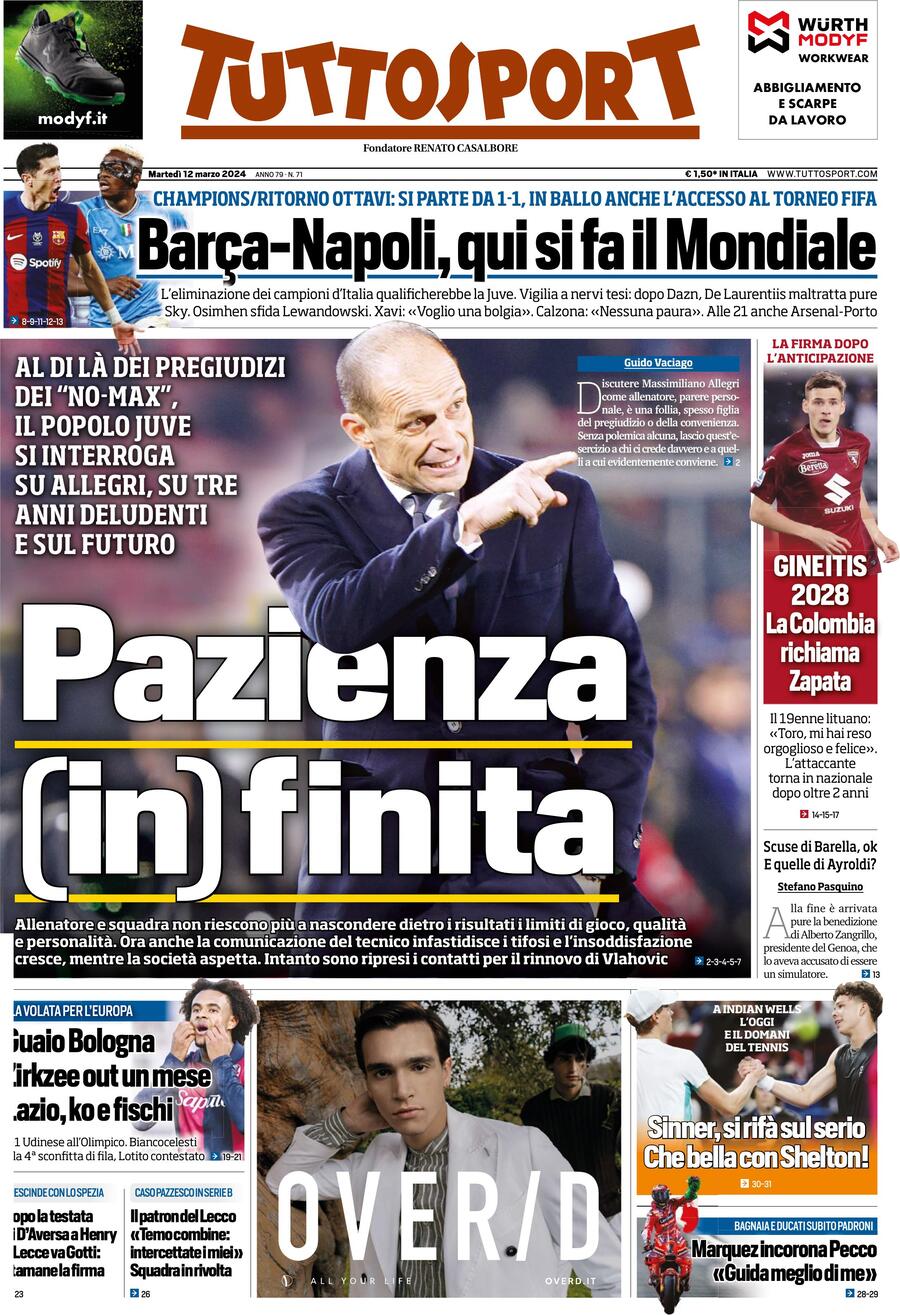 Tuttosport - Front Page - 12/03/2024