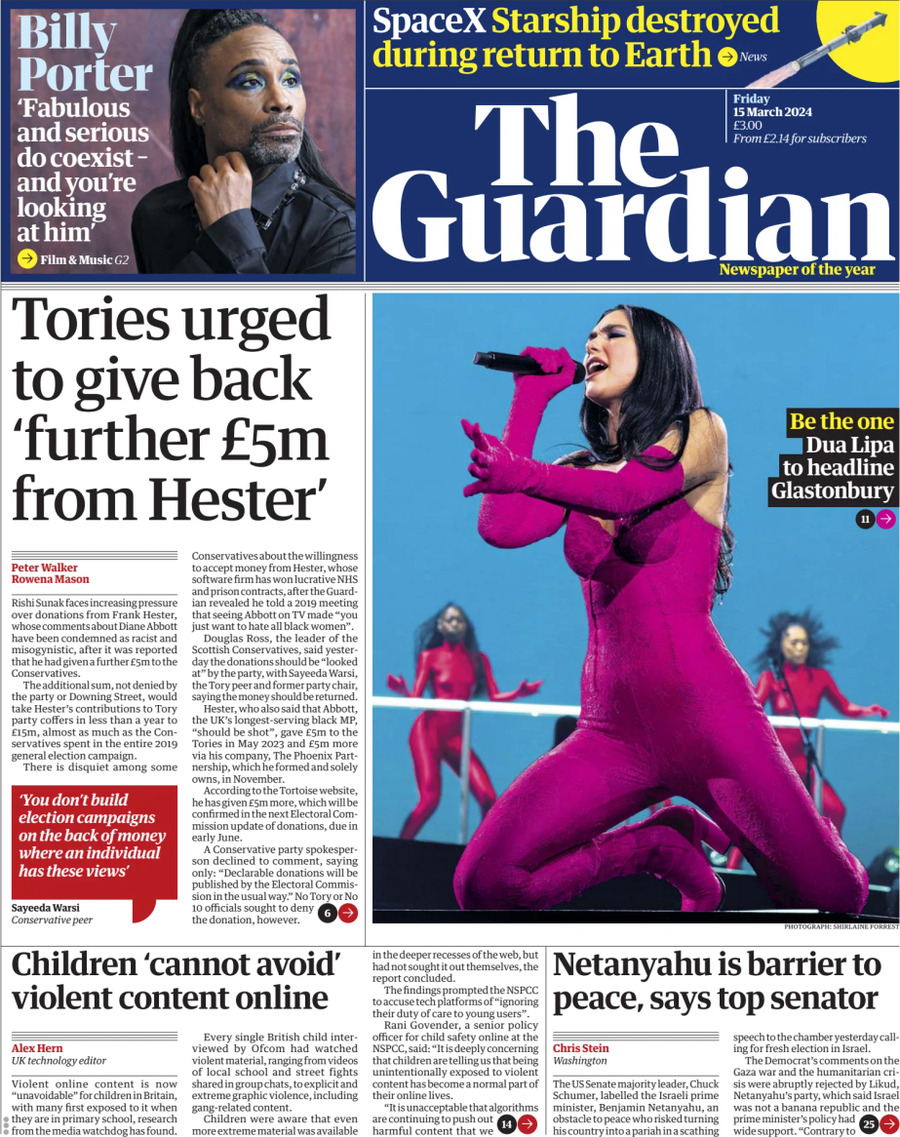 The Guardian - Front Page - 15/03/2024
