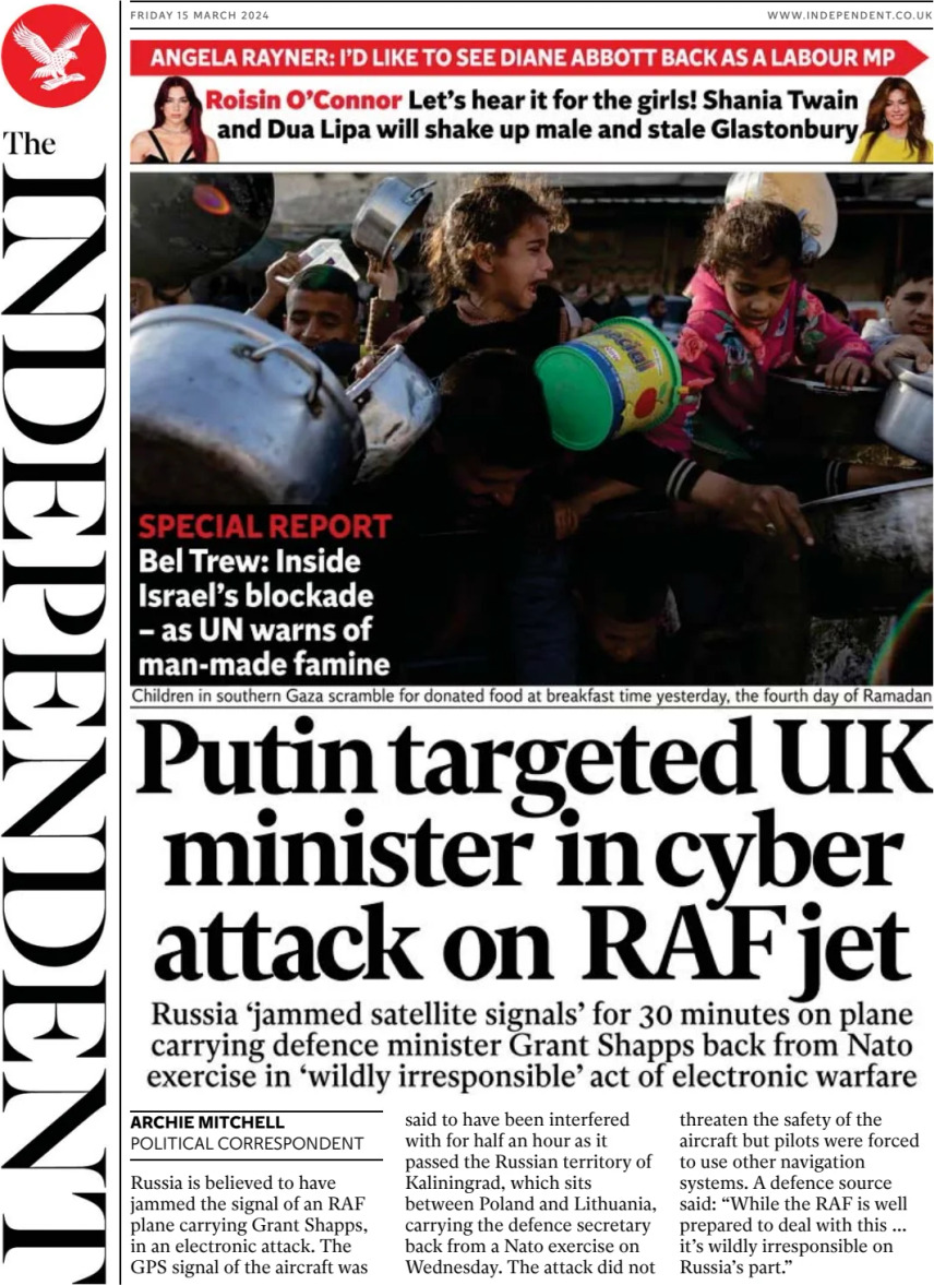 The Independent - Front Page - 15/03/2024