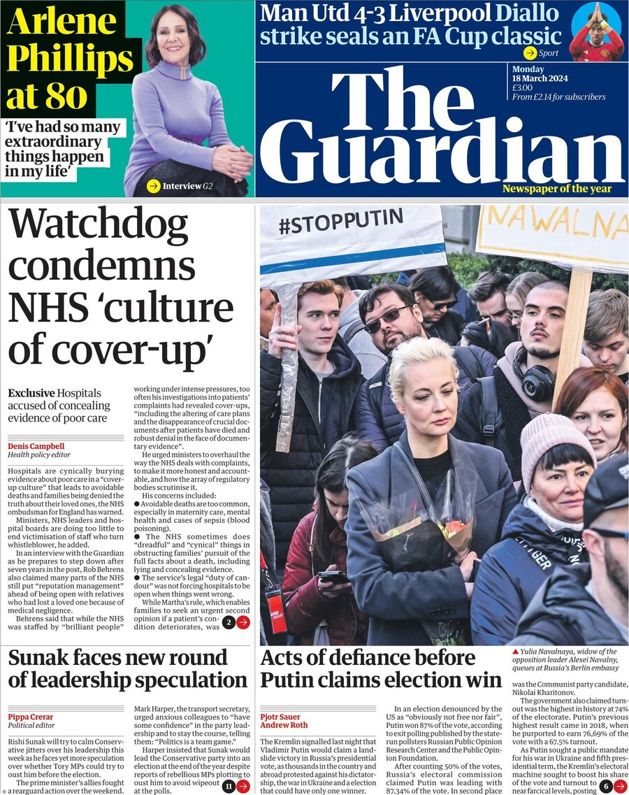 The Guardian - Front Page - 03/18/2024