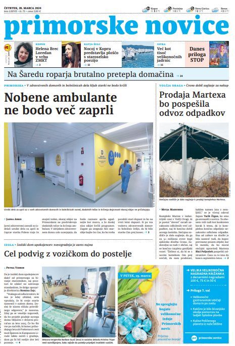 Primorske Novice - Front Page - 03/28/2024