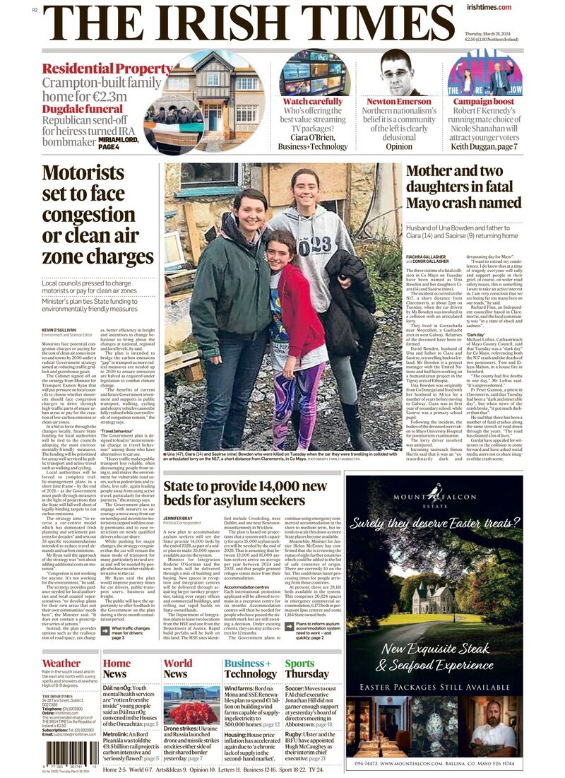 The Irish Times - Front Page - 03/28/2024