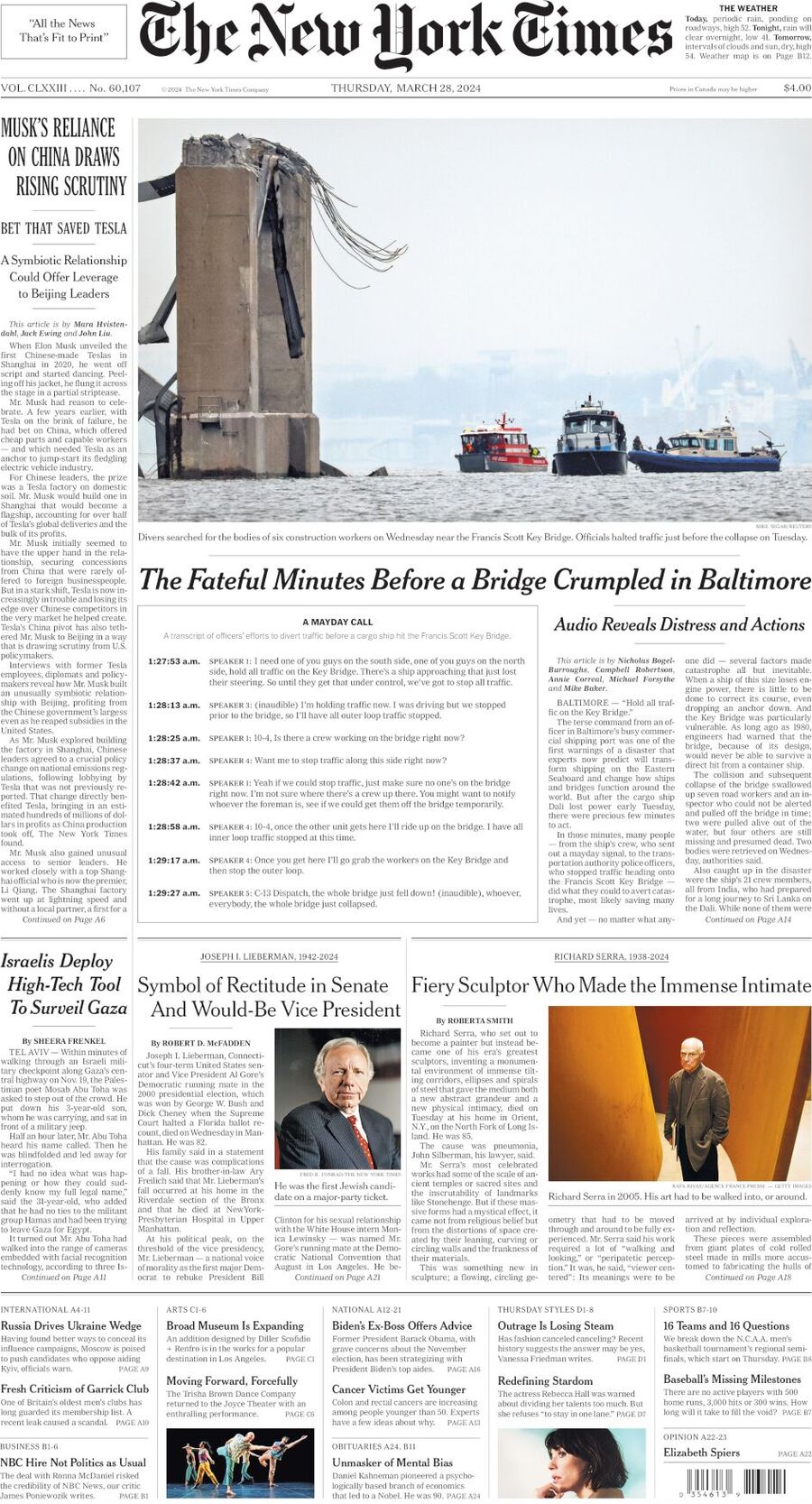 The New York Times - Cover - 03/28/2024