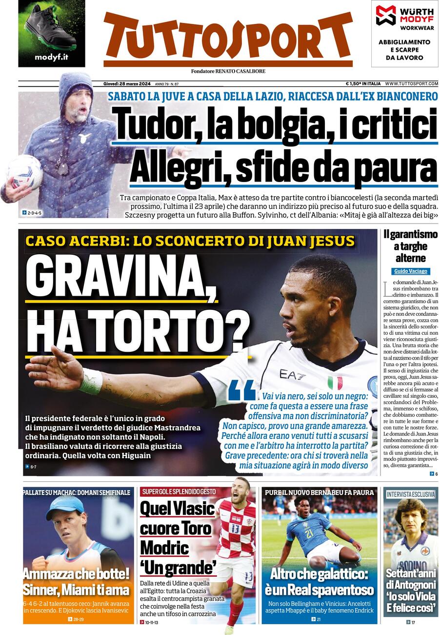 Tuttosport - Front Page - 03/28/2024