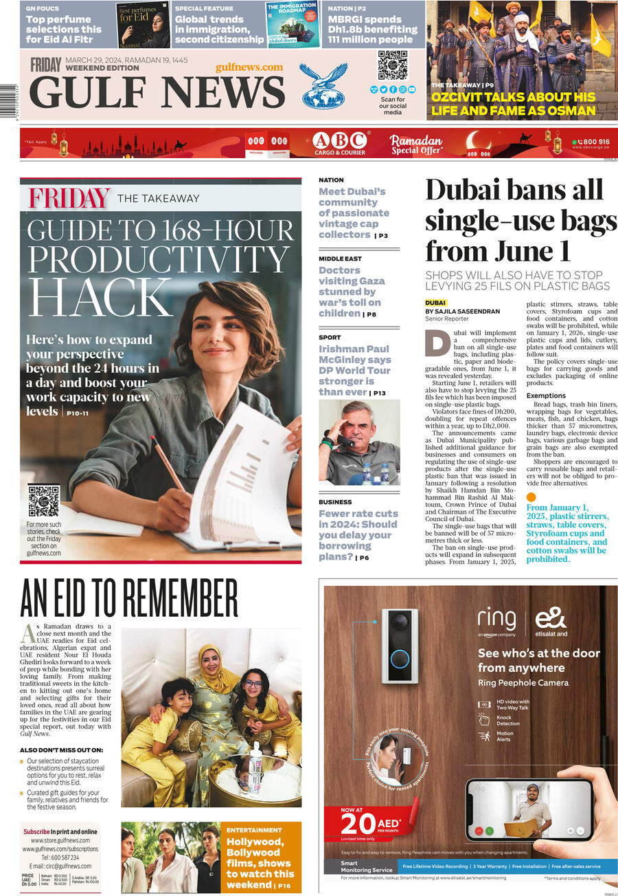 Gulf News - Front Page - 03/29/2024