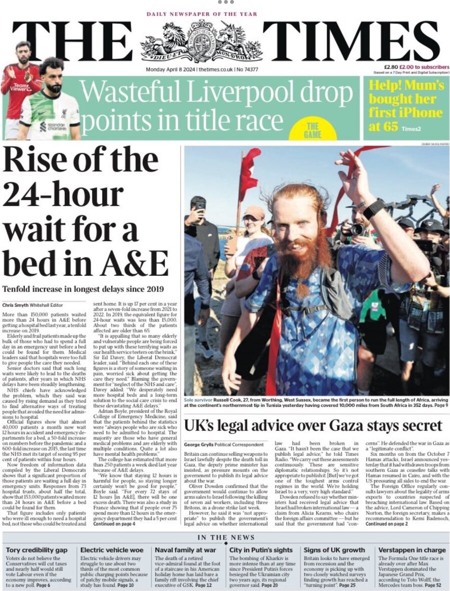 The Times - Front Page - 04/08/2024