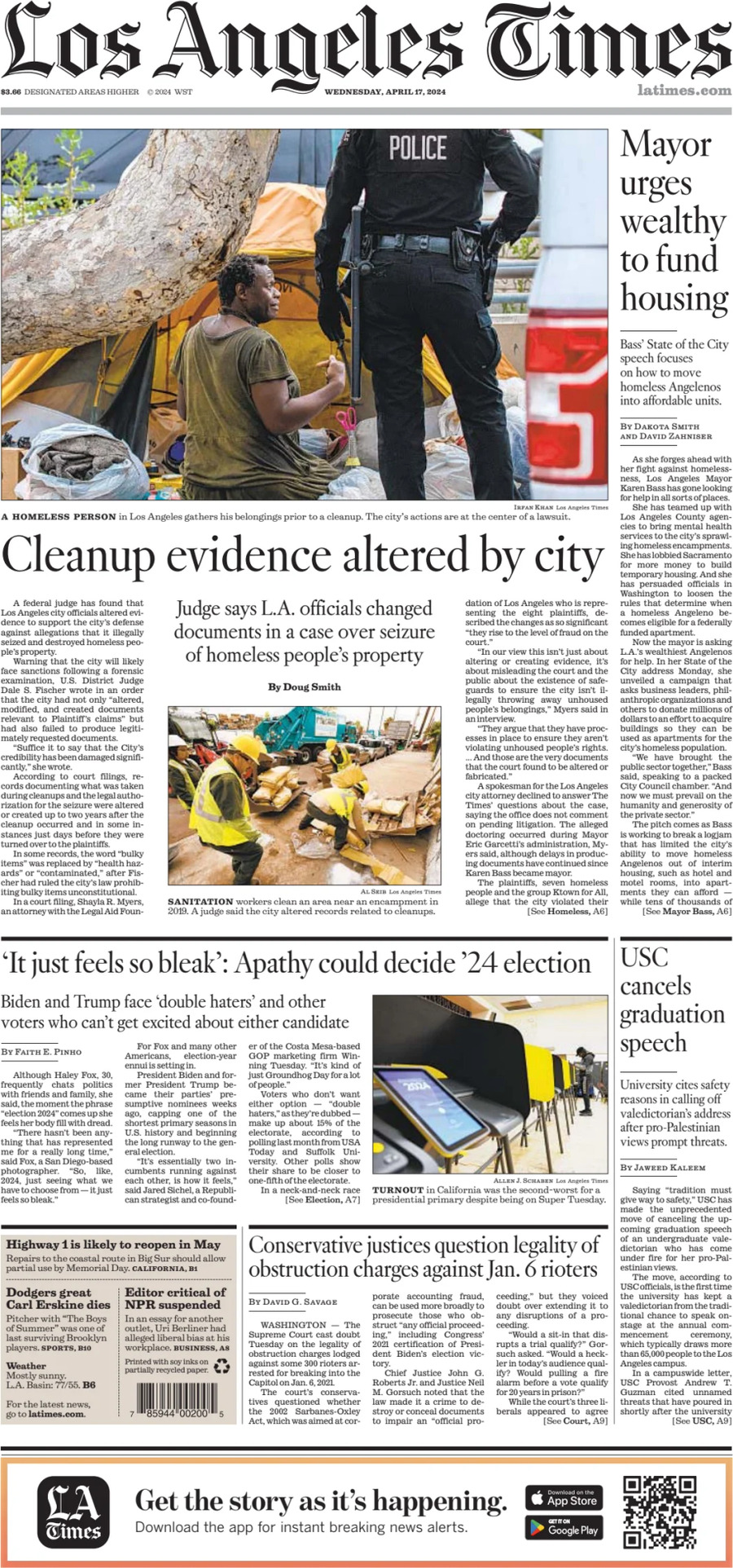 Los Angeles Times - Cover - 04/17/2024