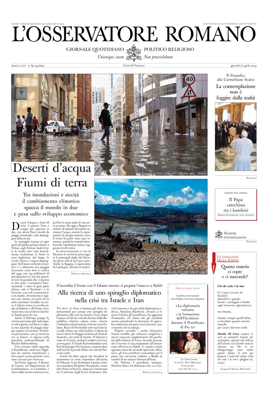 L'Osservatore Romano - Front Page - 04/18/2024