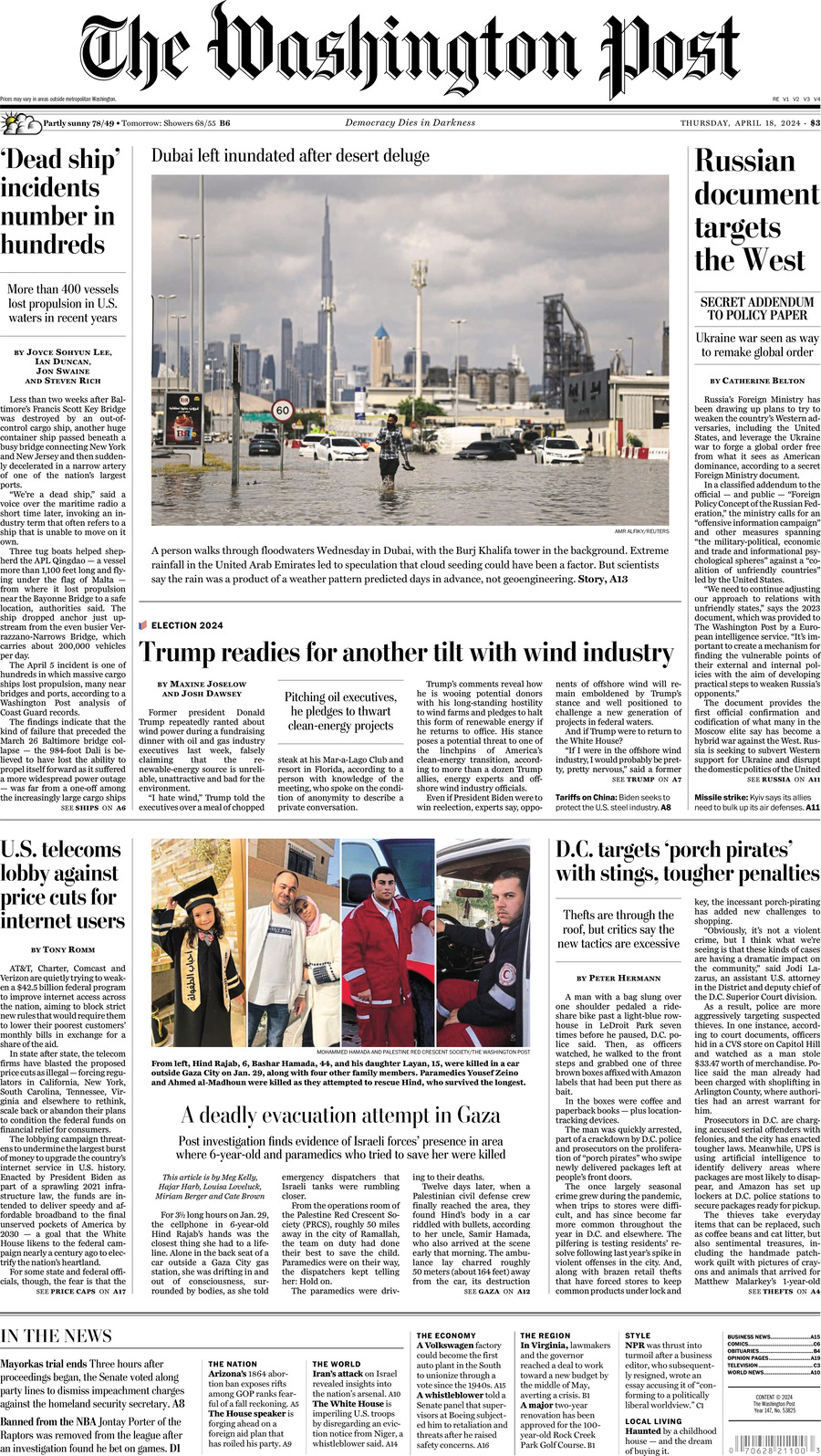 The Washington Post - Cover - 04/18/2024