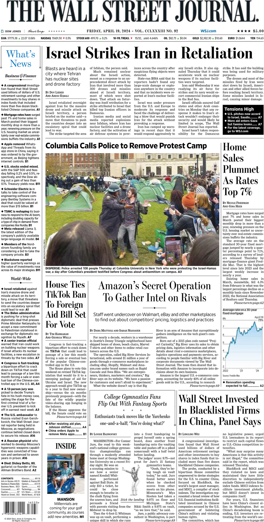 The Wall Street Journal - Cover - 04/19/2024