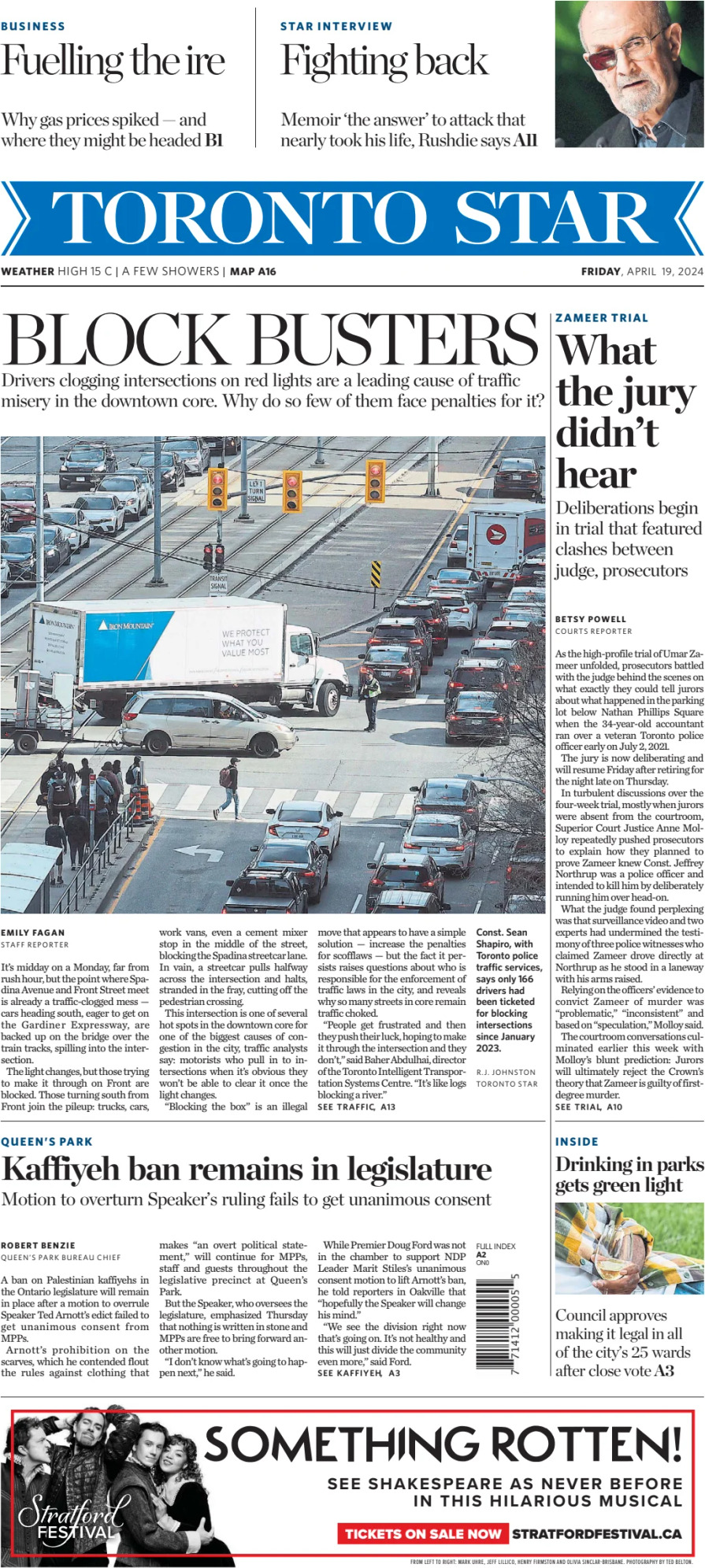 Toronto Star - Front Page - 04/19/2024
