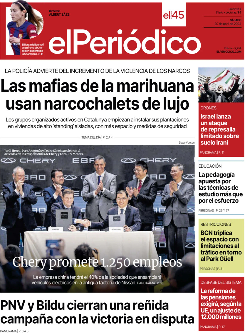 El Periódico de Catalunya - Front Page - 04/20/2024