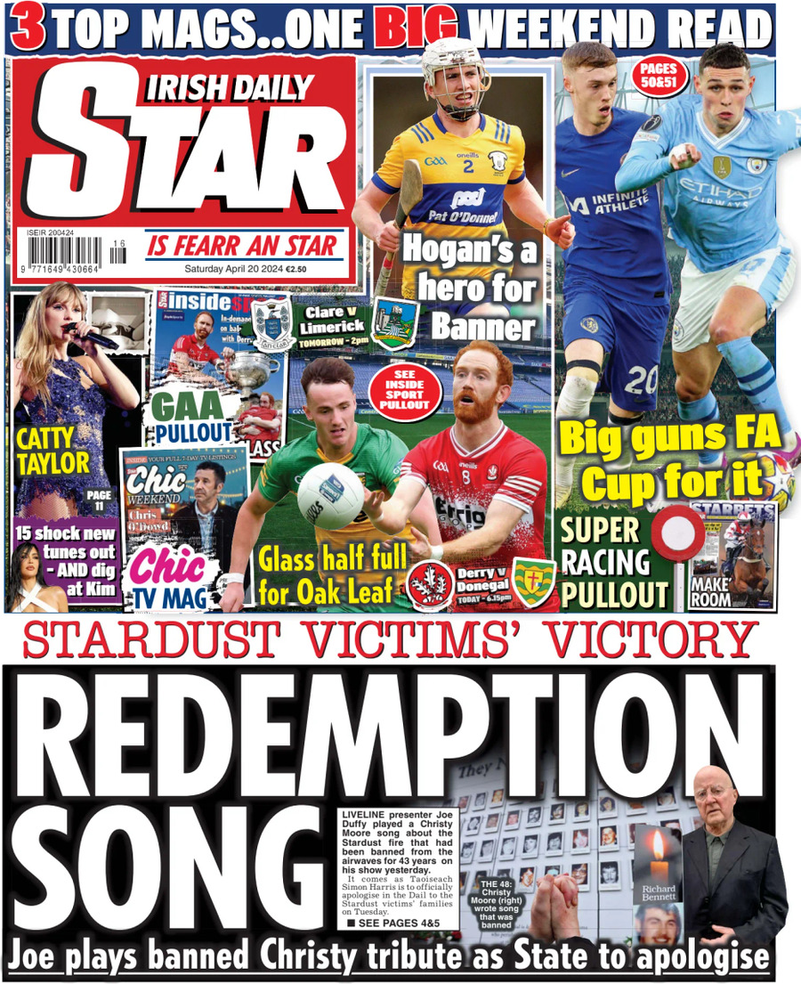 Irish Daily Star - Front Page - 04/20/2024